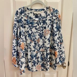 LOFT long sleeve, peplum blouse. Size -Medium